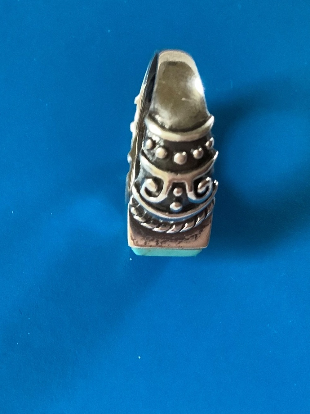 925 Sterling Silver Vintage Turquoise Western Ring SZ 8 - Picture 11 of 16